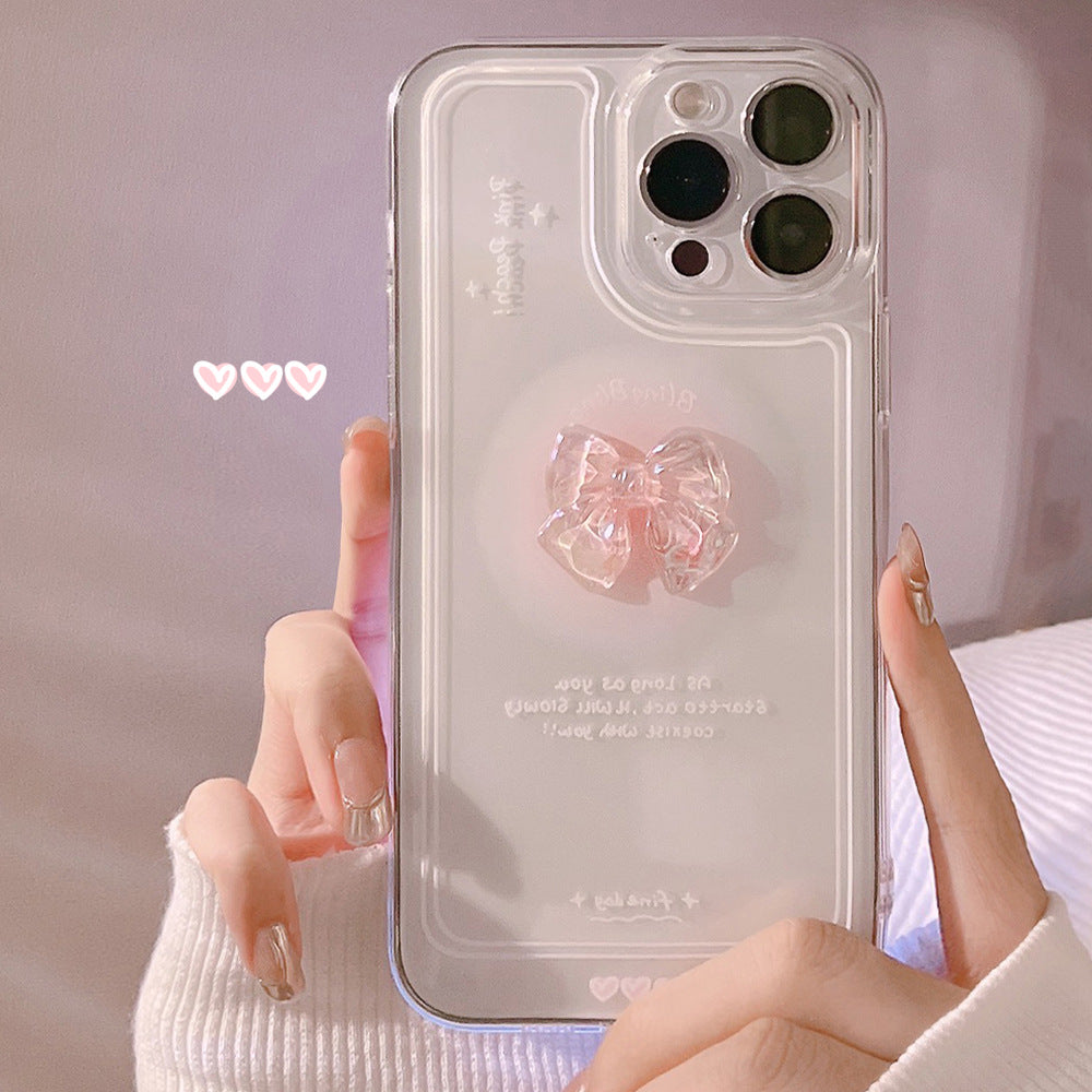For iPhone 13 Pro Max Anti-scratch Phone Cover Clear TPU Case with Crystal Bowknot Decor For iPhone 13 Pro Max Anti-scratch Phone Cover Clear TPU Case with Crystal Bowknot Decor